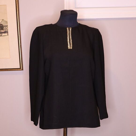 Ted Baker Black Rhinestone Blouse Sz S - Picture 2 of 5